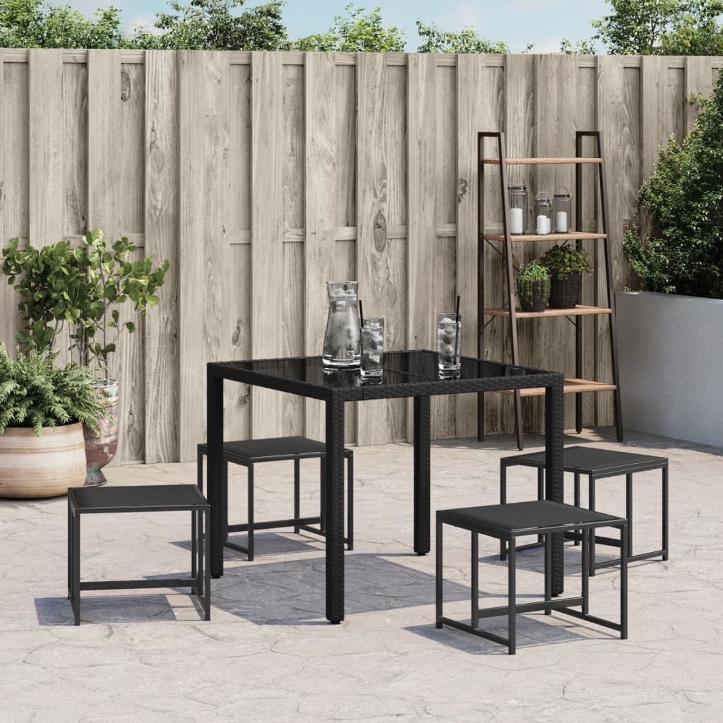 vidaXL Tabourets de jardin 4 pcs noir acier et textilène