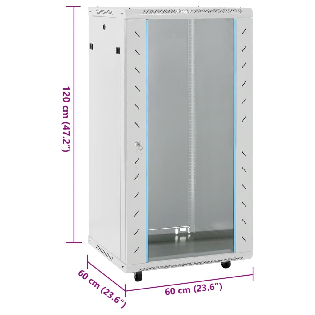 vidaXL Coffret de réseau 22U 19" IP20 gris 60x60x120 cm