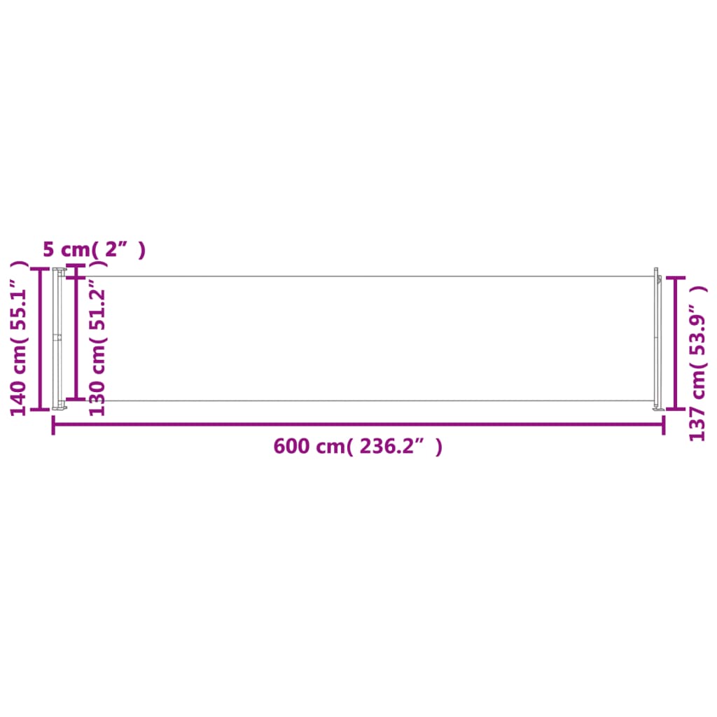 vidaXL Auvent latéral rétractable de patio 140x600 cm Gris