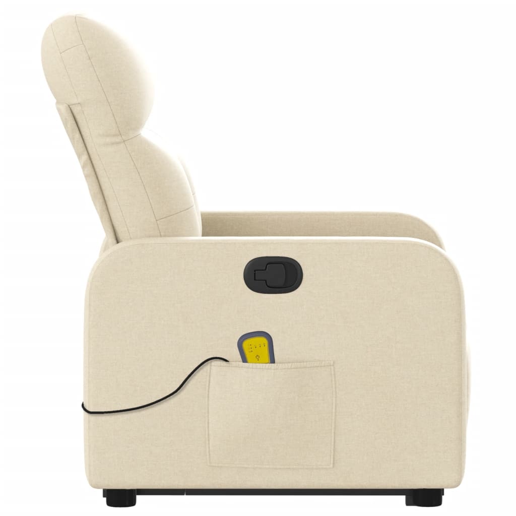 vidaXL Fauteuil inclinable de massage crème tissu